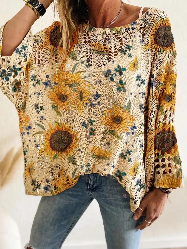 Hollow Out 3D Print Long Sleeve Christmas Sweater
