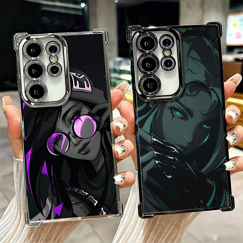 V-Valorant Game Black Cool Soft Phone Case For Samsung Galaxy S26 Ultra S25 Edge S24 FE S23 Plus S22 S21 + S20 Plating Anti-Fall