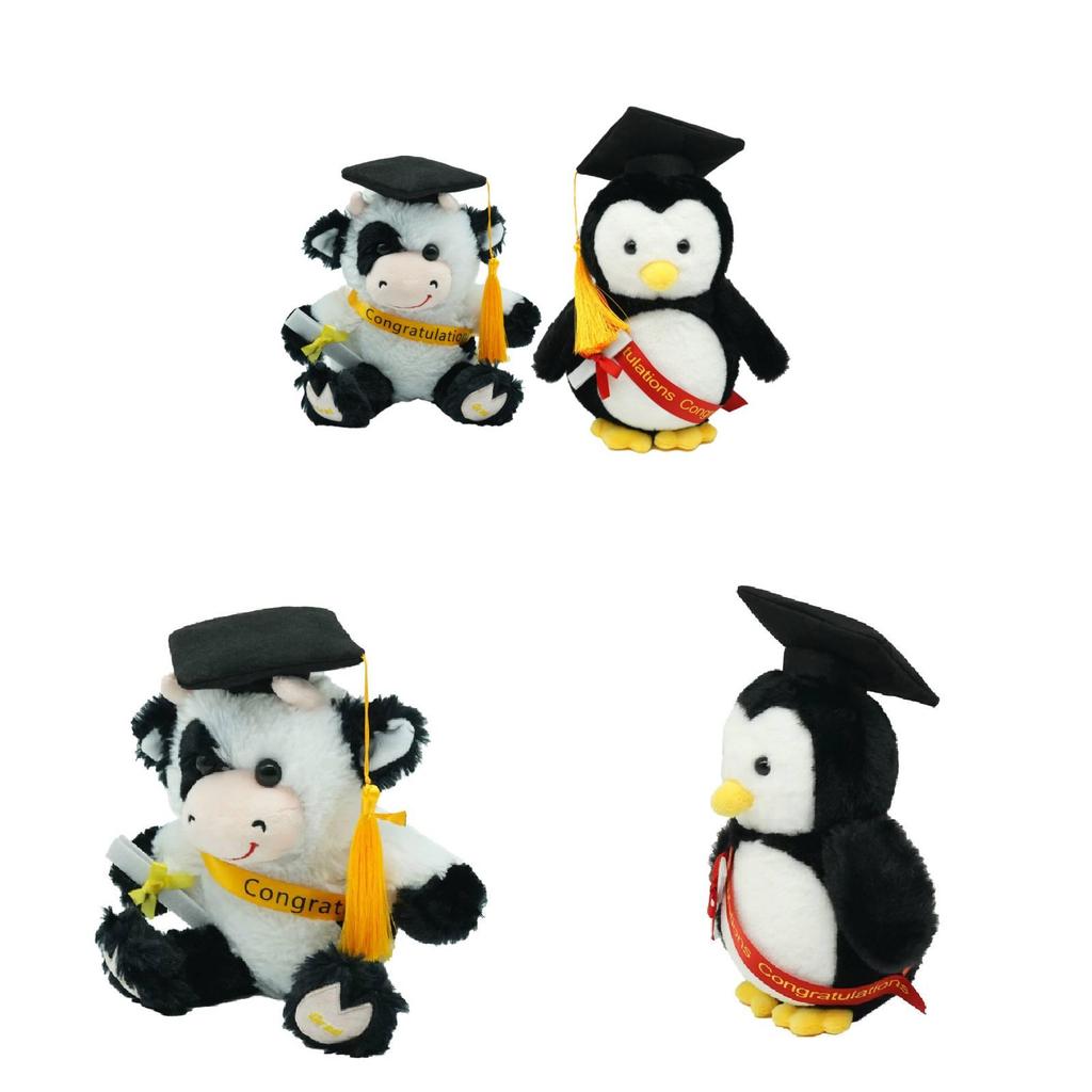 Penguin Cow Doctor Plush Toy With Pp Cotton For Graduation Gifts And Kids