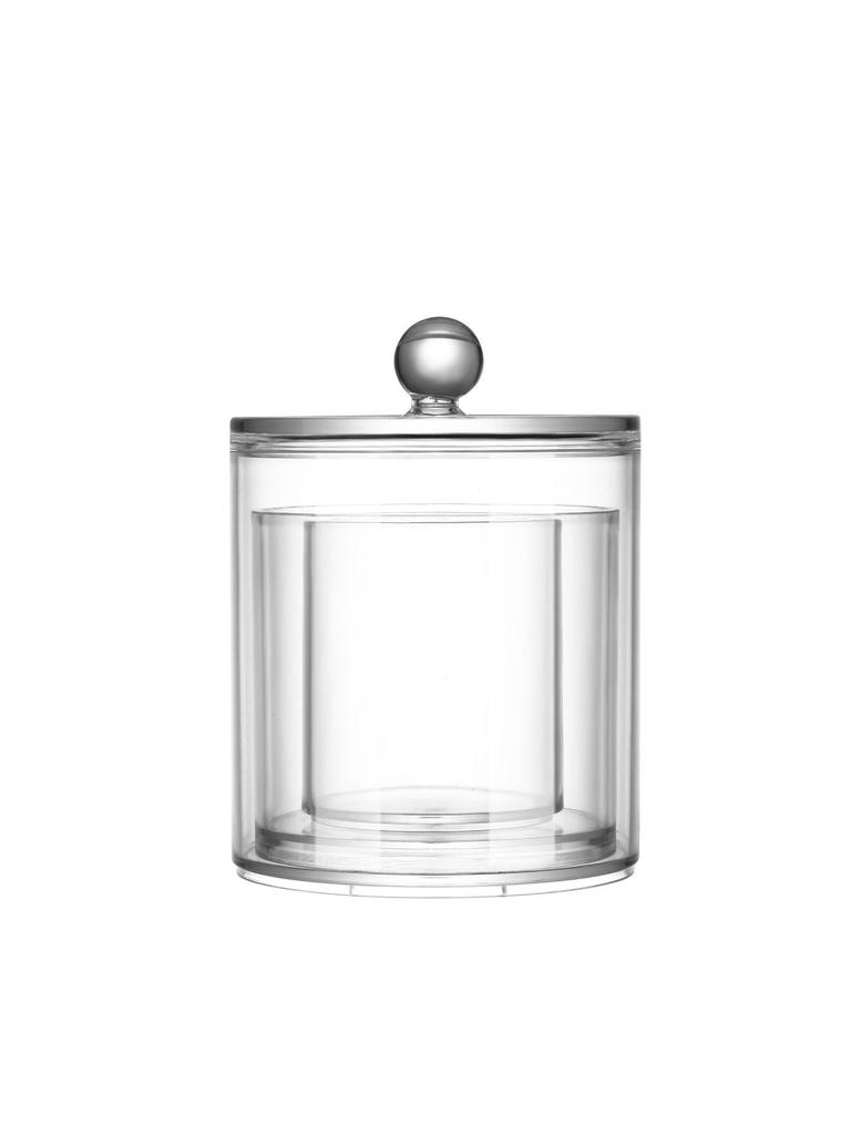 Bamboo Lid Acrylic Cotton Swab & Puff Storage Container