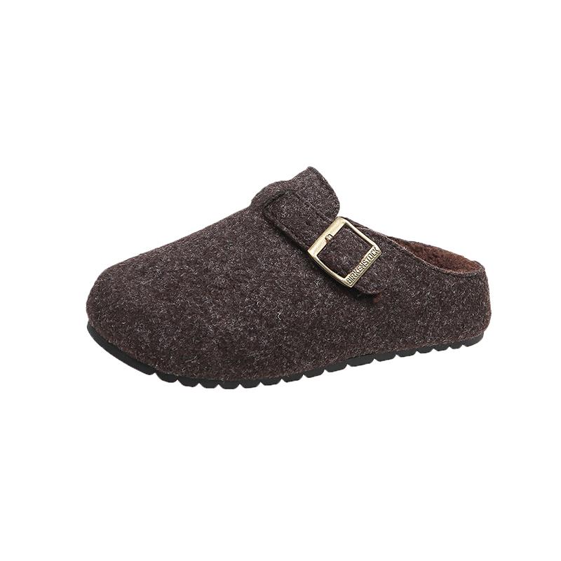 Women's Cotton Cloth Clogs Cork Footbed Leather Mules Slippers Comfortable Potato Shoes Arch Support Cotton Slippers