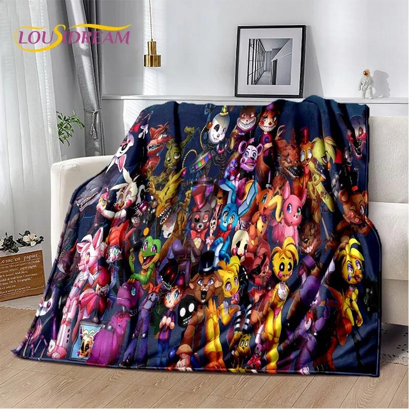 3D Horror Game F-FNAF Freddy Cartoon Soft Flannel Blanket for Bed Bedroom Sofa Picnic,Throw Blanket for Outdoor Leisure Nap Gift