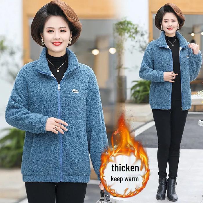 

Stylish Autumn/Winter Lamb Wool Fleece-Lined Coat: Thick, Warm, Fashionable for Mother s Wear 3XL
