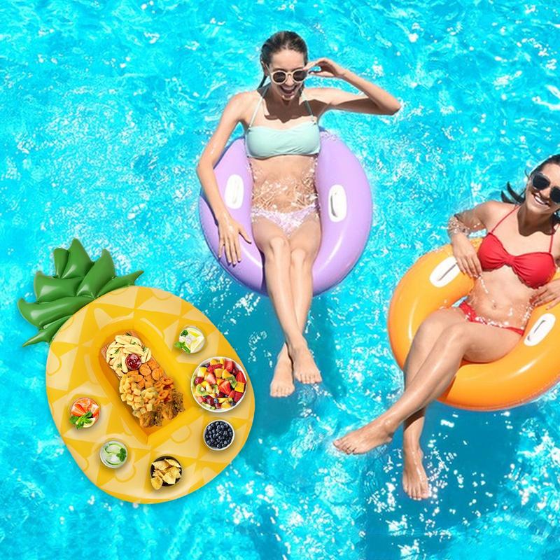 Schwimmender Tisch, Sommerparty-Eimer, Ananasförmiger Becherhalter, aufblasbare Schwimmhilfe, Getränkekühler, Serviertablett für den Pool