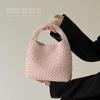 Hand-woven Bucket Bag Women's 2024 Genuine Leather Fashionable Small Tote Portable Shoulder Cross-body