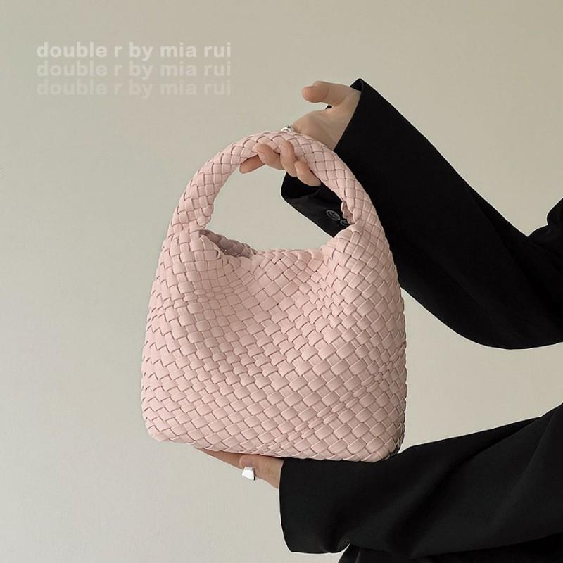 Hand-woven Bucket Bag Women's 2024 Genuine Leather Fashionable Small Tote Portable Shoulder Cross-body