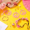 Boho Peace Sign Women's Hippie Costume Set 60's 70s Style Necklace Earrings  for Groovy Party Girls