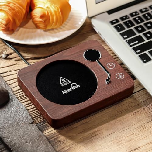 Kyerlish Cup Warmer, Coffee Insulating Coaster, Mug Warmer, Drink Warmer with 3 Temperature Settings (55°C, 65°C, 75°C), Gravity Sensor, Quiet Operati