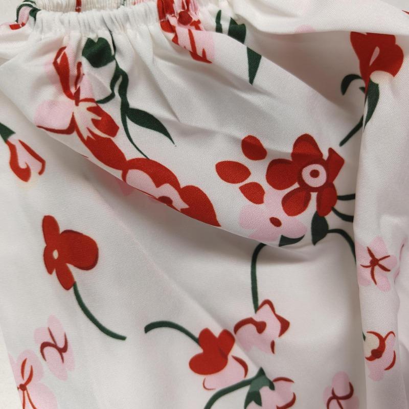 Printed Square Neck A-line Dress Women's Temperament Sexy Backless Slit Tied Dress Spring 2025