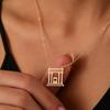 Edelstahl Goldfarbe Beit HaMikdash Halskette Jerusalem Heiliger Tempel Halsketten Damen Jüdischer Schmuck Geschenk