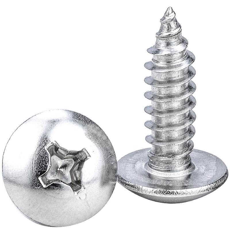 304 Stainless Steel Large Flat Head Cross Slot Self-Tapping Screws - Custom Umbrella/Mushroom Head Zigong Screws