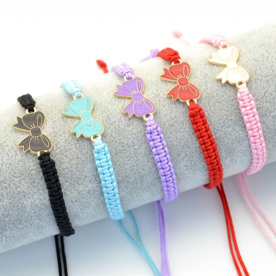 Bow Braided String Bracelet Adjustable String Rope Bracelet Handmade Friendship Gift Butterfly Cheerleader Wristlet for Friends Cheer Dance Team
