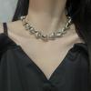 Silver 3D Heart Neck Chain Elegant Love Patchwork Necklace Love Collarbone Chain  Girls