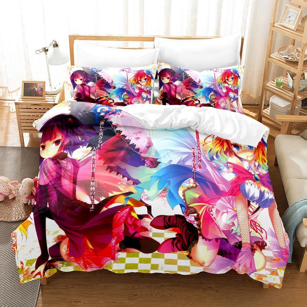 Home Textiles No Game No Life Bedding Set Cartoon Anime three-piece set Adult Kid Bedroom Duvet cover Sets 3D Print Kawaii Girls