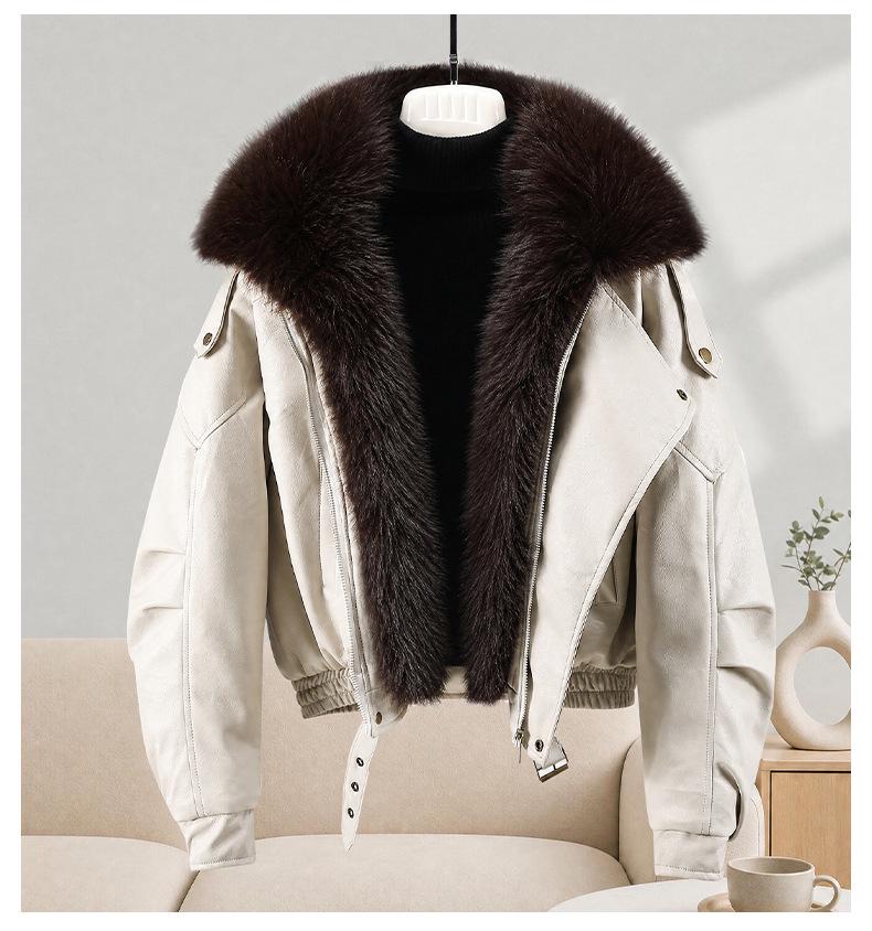 2026 Winter Women's Thick Cotton Jacket with Large Fur Collar, European & American Design