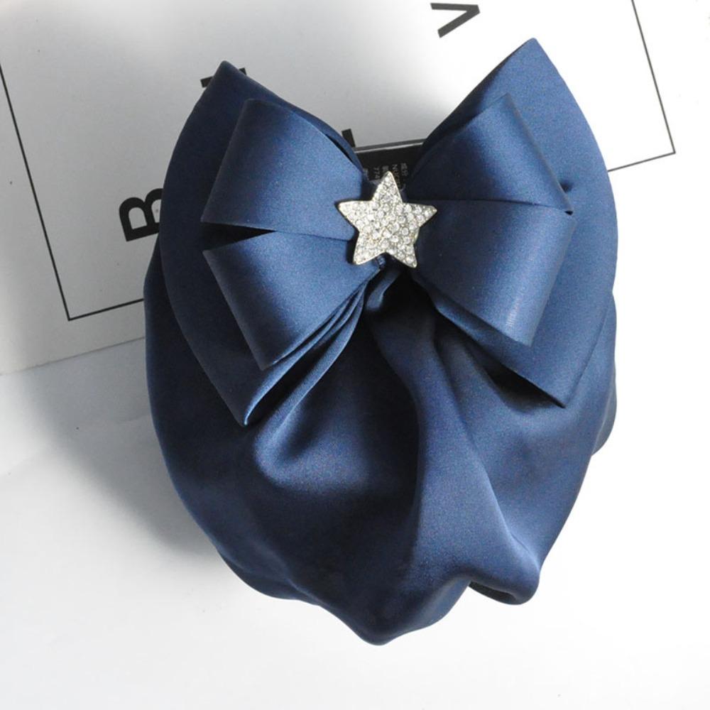 Korean Style Bow Snood Sweet Women Spring Clip Elegant Ruffled Edges Hair Net  For Girls