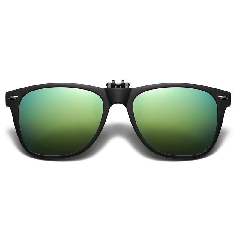 Mirror Flip Up Clip on Sunglasses Men Clips Color Shift Sun Glasses Driving Fishing Eye Wear Night Vision Lens Glasses Premium