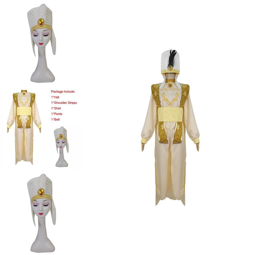 Stylish Arabian Prince Aladdin Adult Cosplay Costume Party Outfit With Hat