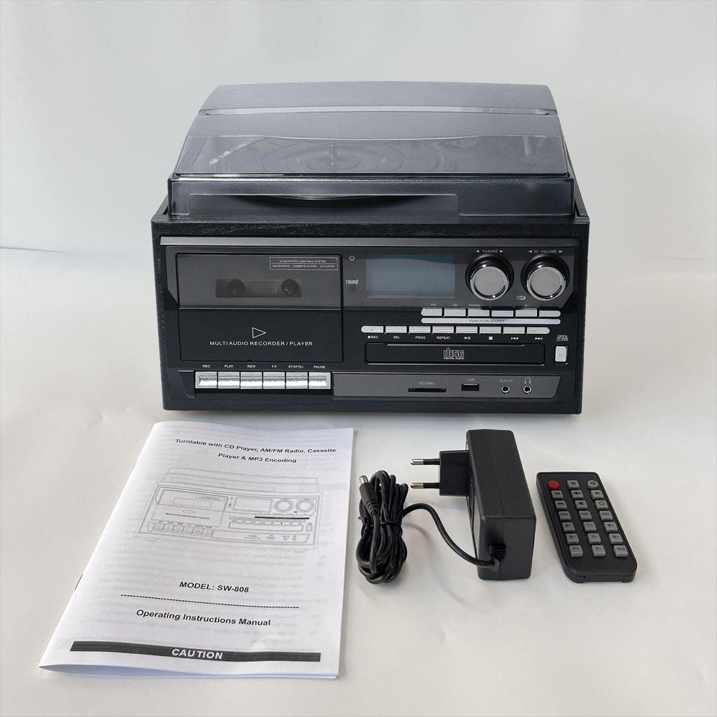 Retro Vinyl Player & Bluetooth Speaker with High-Fidelity Sound and Cassette Function - Perfect Gift