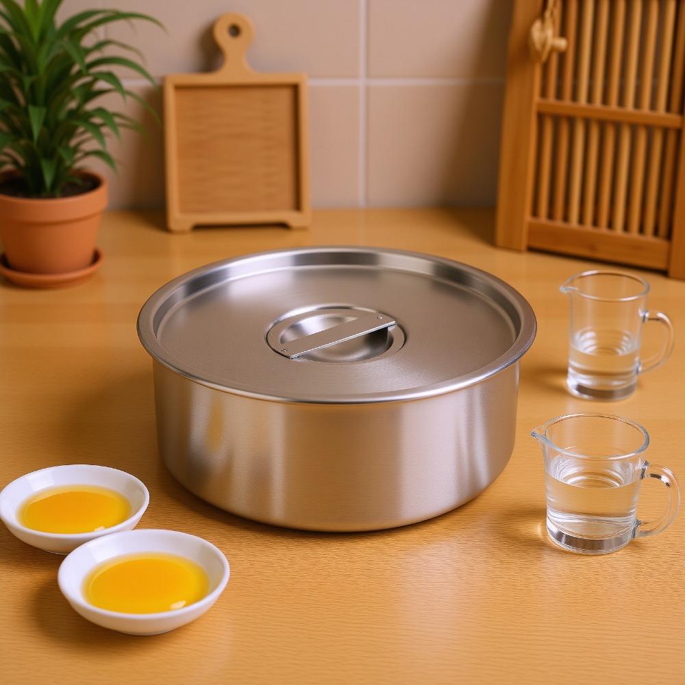 Rustless Steel Metal Bowl Round Deep Bowl Egg Custard Bowl Food Container Egg Custard Making