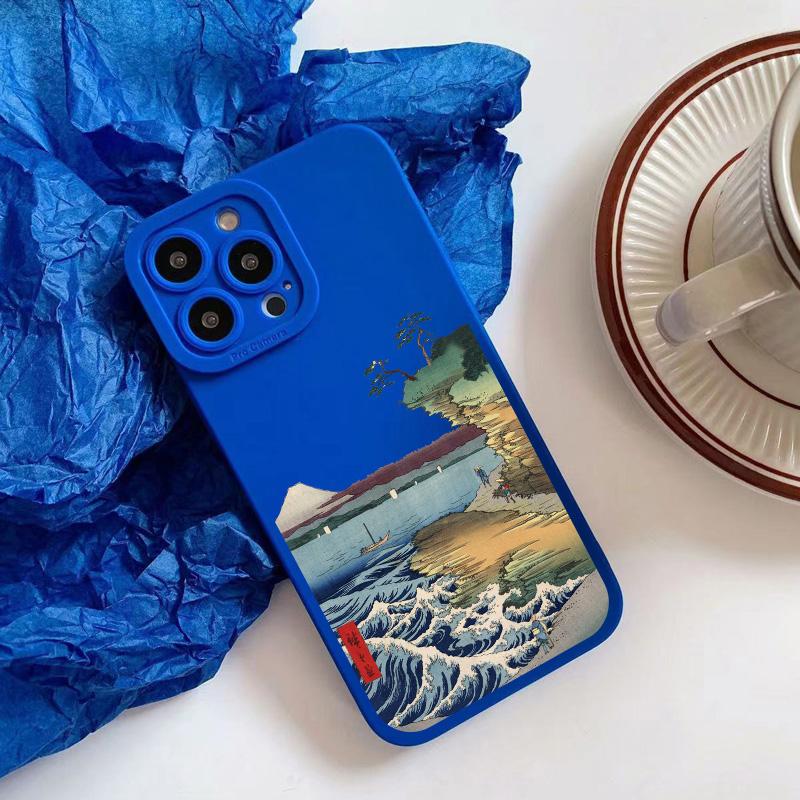 Ukiyoe Sea Wave Water Splash Phone Case For iPhone 14 13 12 11 Pro Max 14 Plus X XS XR 7 8 Plus SE 2020 Soft Silicone Back Cover