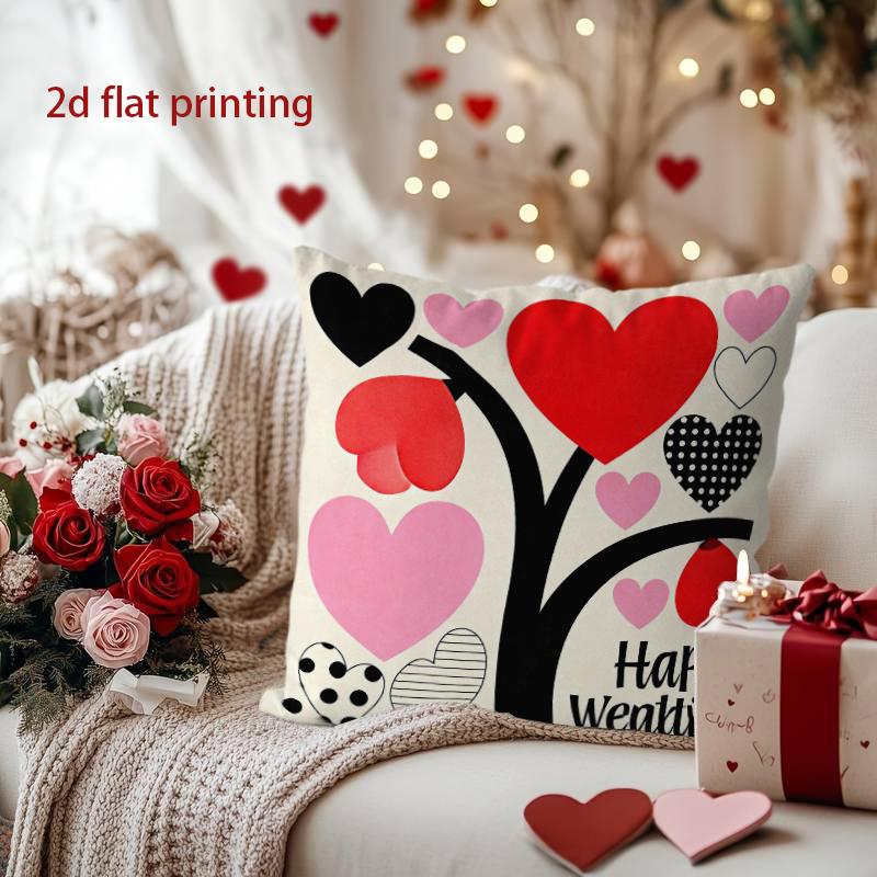Poduszka z wzorem Drzewa Serca do Dekoracji Walentynkowej Poszewka na Poduszkę Odpowiednia do Sofy Sypialni Samochodu Poszewka na Poduszkę