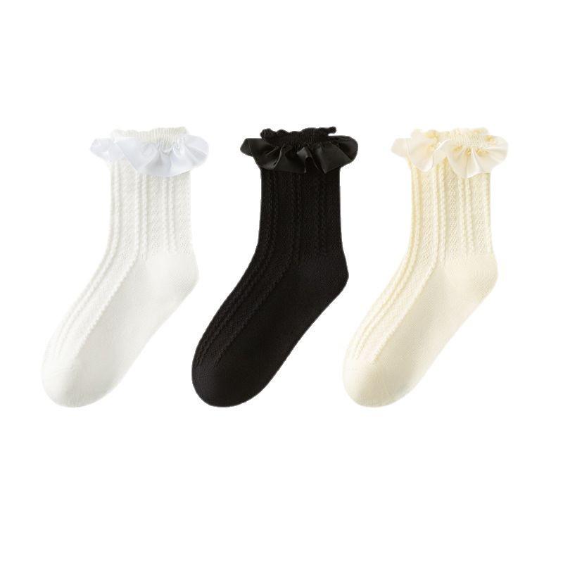 Children's Lolita Lace Mid-Calf Mesh Socks - Spring and Autumn 2025, Breathable, Lightweight, Princess Style