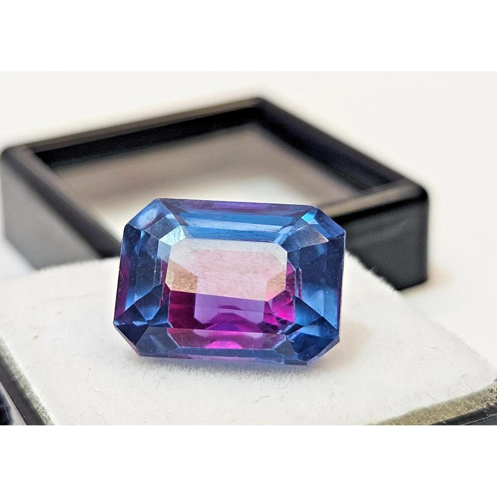 Natural Pitambari Sapphire Bi-Color 13-14 Ct Emerald Cut Fabulous Gemstone