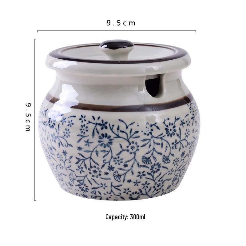 Japanese Hand-Painted Ceramic Condiment Jar
