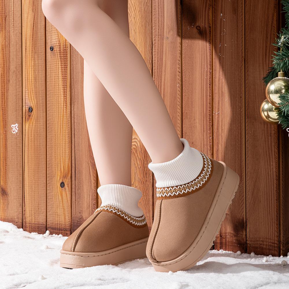 2025 neue Schneestiefel Zuhause draußen warm verdickte Baumwollpantoffeln Wildleder All-inclusive Paar Baumwollpantoffeln