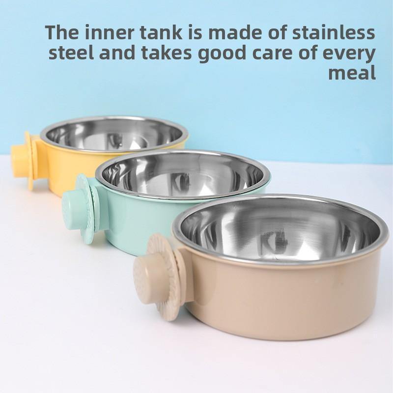 Hanging Stainless Steel Pet Bowl - Cat Bowl with Anti-toppling Feature and Thickened Base for Dog Bowl. Feeding and Drinking Hanging Bowl.
