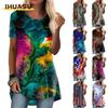 Blusas y camisas informales de manga corta con cuello redondo a la moda para mujer