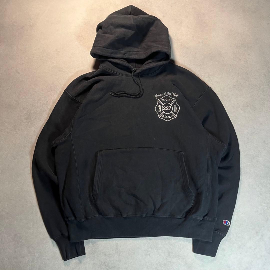 00s Champion Premium Reverse Weave Black Corporate Fire Embroidery