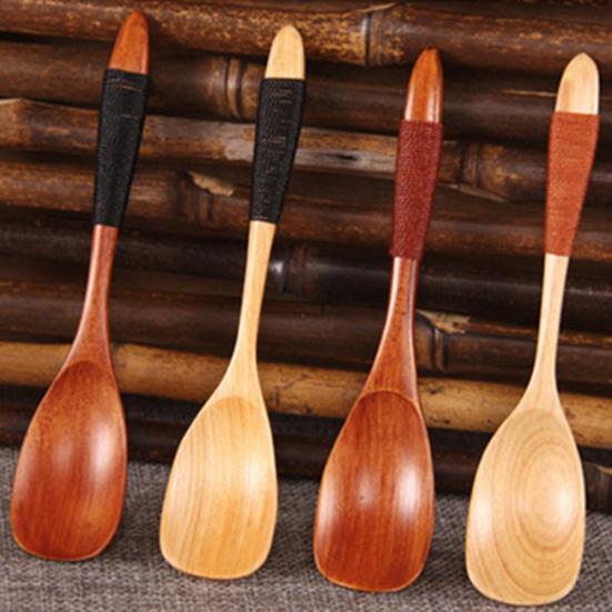 8cm Wooden Wood Spoon Soup Teaspoon Catering Kitchen Cooking Utensil Tool Gift
