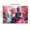 1 pièce Statue de Bouddha Rose Fleur de Lotus Cascade Zen Méditation Tapisserie Art Mural Spirituel Décor de Salle de Yoga Impression de Fond
