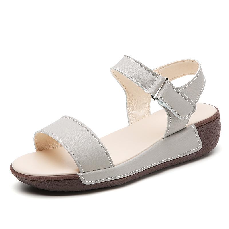 

Однословные сандалии на танкетке, сандалии на платформе, женская обувь на липучке для мамы, утолщенная подошва, увеличивающая рост, простые повседневные сандалии с открытым носком 40 серый