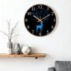 Blue Deer Wall Clock Rose Gold Frame Abstract Galaxy Deer with Tree Antlers Design for Living Room Bedroom Kitchen Home Decor
