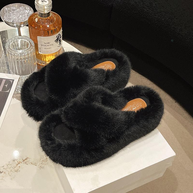 Mao Mao slippers women's outer wear spring and summer ins home home cross thick bottom height increase small autumn and winter cotton slippers