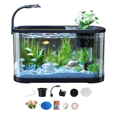 Kit de Acuario Pequeño Tanque para Peces Dorados Kit de Inicio Acuario de Escritorio para Principiantes Pecera Doméstica para Betta Tortuga Rana Decoración del Hogar