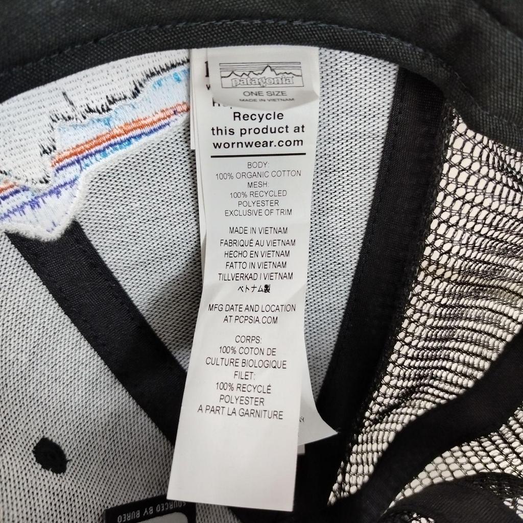 Used Patagonia Patagonia Fish Logo Embroidery Trucker Hat 6 Panel Mesh Size Adjustable One Size Black F631