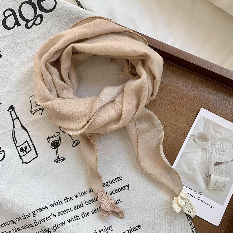 Silk scarf neck small square scarf new silk scarf women's retro pendant silk scarf two-color literary decoration versatile scarf shawl