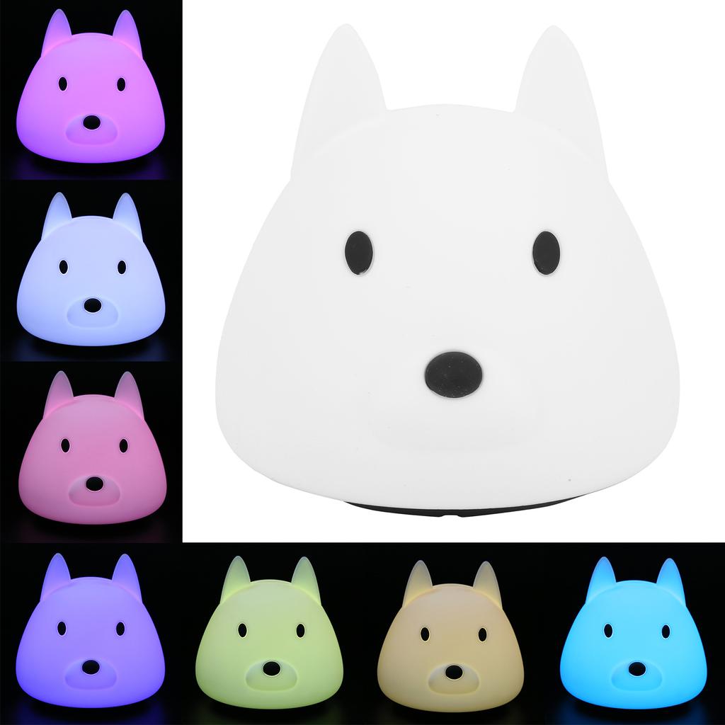 Cute Night Light Dog Animal Silicone Lamp Colorful Gradient Ambient Lighting for Bedroom