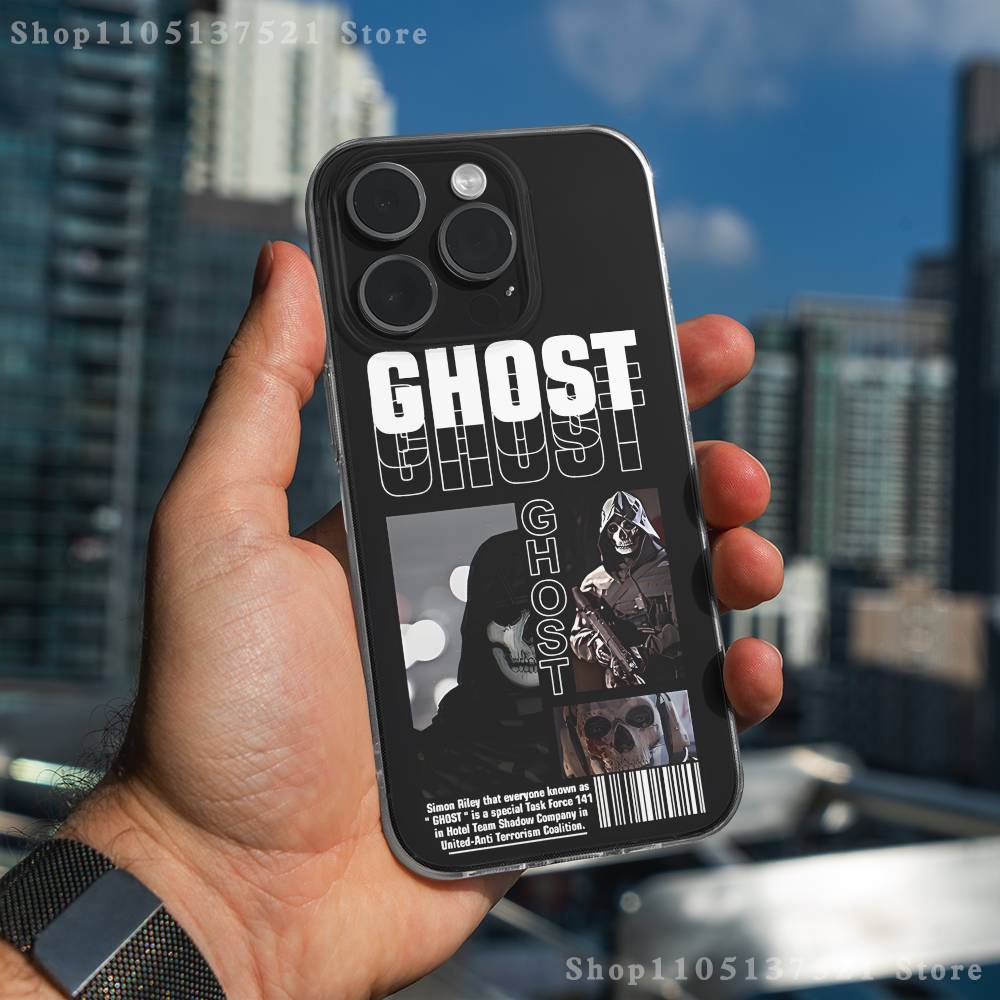C-COD Call Of D-Duty Ghost Phone Case For iPhone 16,15,17,12,13,14,11 Max,Pro,Plus,X,XS,XR,SE4,E Mini Transparent Cover