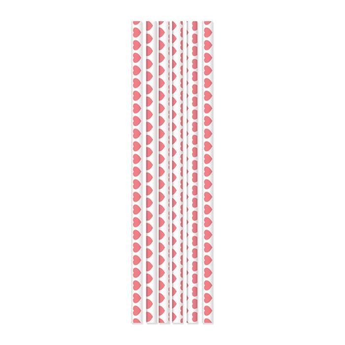 20 pailles papier - Cœurs rose
