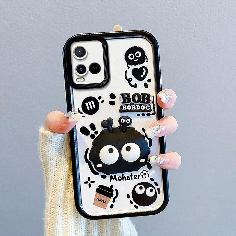 KEYSION Stoßfeste Hülle für VIVO Y21 Y21S Y33S Y33T mit Umhängeband, weiches Silikon, süße 3D-Cartoon-Puppe, Telefon-Rückseite für VIVO T1X