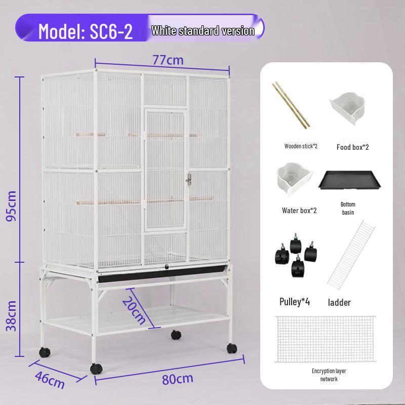 Multi-functional Cast Iron Parrot Cage: Durable Metal Bird Cage for Flock