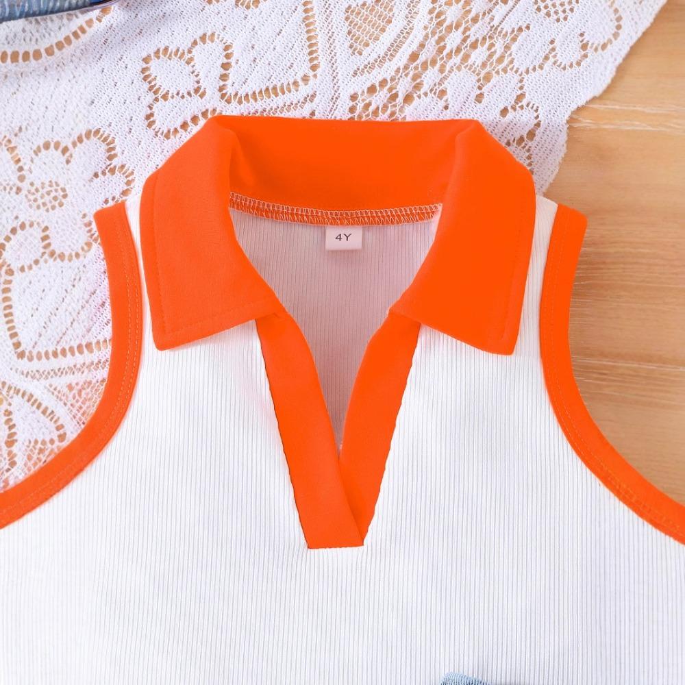 Dětské letní oblečení s krátkým rukávem Nové kojenecké dívčí tílko + kovbojský overal s krátkým rukávem Oblek pro dívky Módní oblek