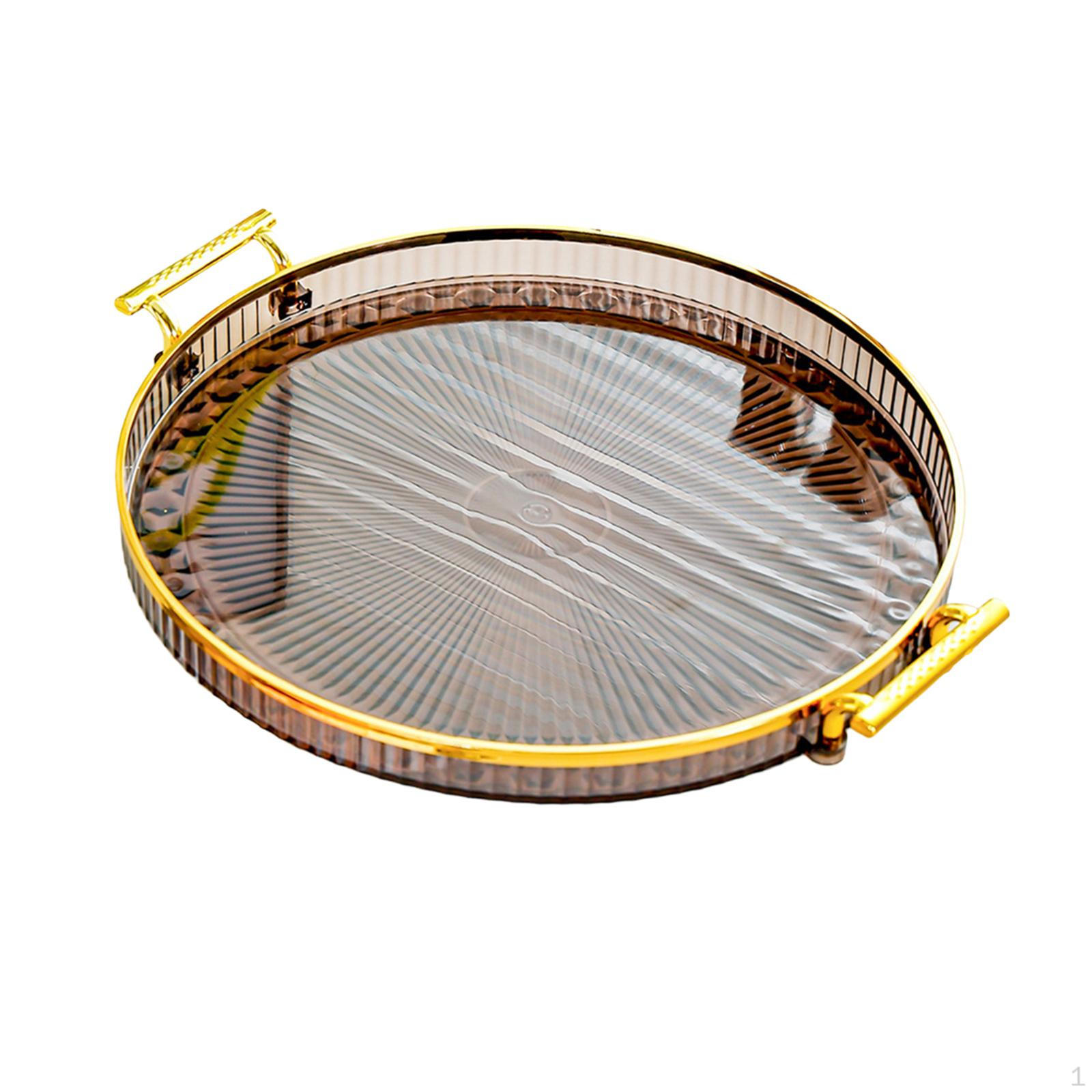 

Круглый лоток для хранения фруктовой миски на столешнице с ручкой, современный для гостиницы серый