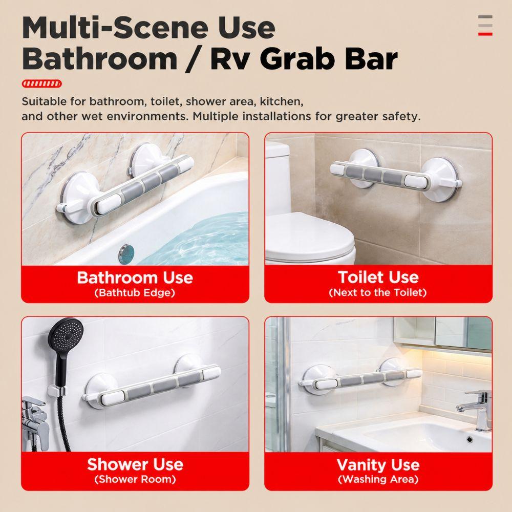 No Drill Installation Shower Grab Rail Luminous Non Slip Grip Anti Fall Support Bar  Shower Room