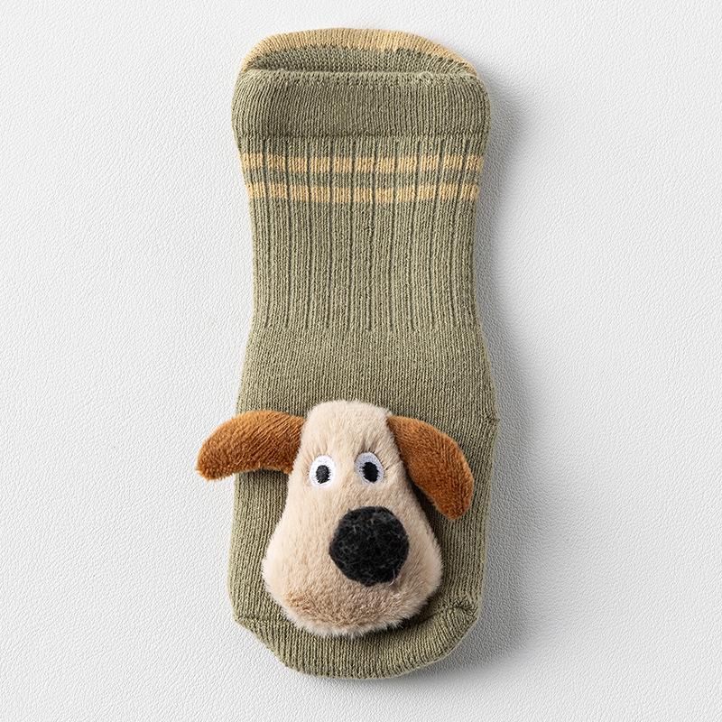 

Новорожденный - Малыш Утолщенные Флисовые Нескользящие Напольные Носки - Теплый Хлопок для Осени/Зимы M 1-3 years recommended foot length 11-13 CM зелёный